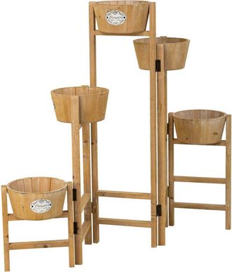 Wanderlust Deco Soporte Con 5 Cestos De Madera Marr&oacute;n 124x20x90,5