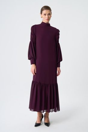 Mizalle Draped Chiffon Dress in Plum at Nordstrom, Size Small