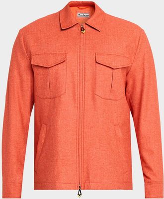 Sartorio Men & apos;s Cotton Houndstooth Full-Zip Blouson