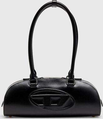 Diesel 1DR Dome - Elongated bowling bag in leather - Shoulder Bags - Woman - Black