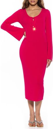 Alexia Admor Akari Tie Front Knit Midi Dress in Hot Pink at Nordstrom Rack, Size X-Small