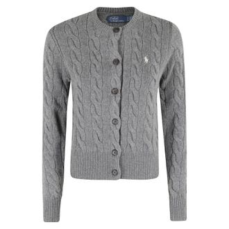 Polo Ralph Lauren Cream Cardigan Jumper with Woven Texture - female - Polo Ralph Lauren - Cardigans - Gray - XS - Knitwear
