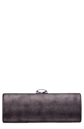 Nina Xandra Metallic Faux Leather Frame Clutch in Meteorite at Nordstrom