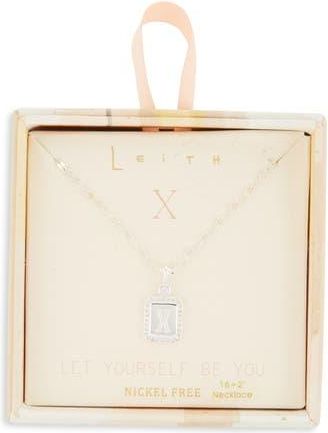 Leith Initial Pendant Necklace in X- Clear- Silver at Nordstrom Rack