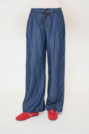 Central Park West Quinn Tencel Drawstring Pants in Denim at Nordstrom, Size X-Small