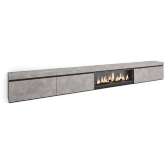 Skraut Home Mobile tv Soggiorno, Ampio spazio a disposizione, 368x45x35, Camino elettrico xxl, Stile moderno, Grigio Cemento - Skraut Home