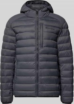 Champion Steppjacke mit Kapuze und Logo in Anthrazit, Größe XXL