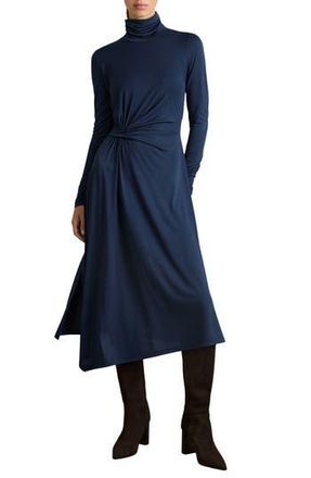 Reiss Casey Draped Jersey Midi Dress in Blue at Nordstrom Rack, Size 14 Us / 18 Uk