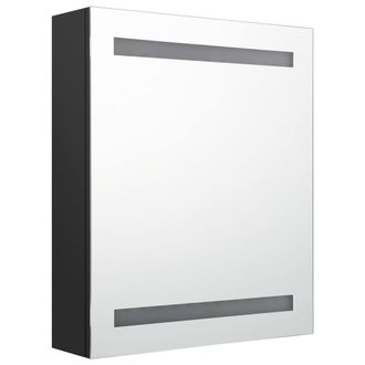 Berkfield Home LED Bathroom Mirror Cabinet Black 50x14x60 cm | Size: 50 x 14 x 60 cm