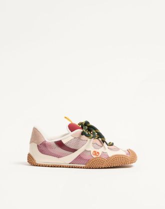Valentino Garavani Amphibia Trainer in Rubberised Calfskin and Calfskin Woman PINK 35.5