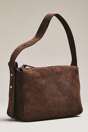 Clare Vivier Fleurine Chocolate Suede Shoulder Bag
