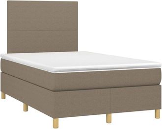vidaXL Vidaxl - Cama Box Spring Con Colch&oacute;n Y Led Tela Gris Taupe 120x200 Cm