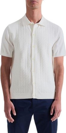 Bugatchi Short Sleeve Cardigan in Chalk at Nordstrom, Size Xx-Large