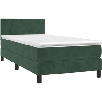 vidaXL Cama Box Spring Colch&oacute;n Y Led Terciopelo Verde Oscuro 80x200 Cm Vidaxl