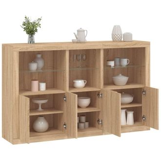 Berkfield Home Sideboard with LED Lights Sonoma Oak 162x37x100 cm in Brown | Size: 162 x 37 x 100 cm