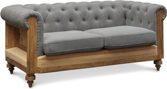 PIB Sofá de 2 plazas de lino y algodón gris