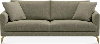 Castlery Lena Sofa Customized, Performance Classic Twill Moss with Brass Legs, Spill Resistant, Removable Covers for Castlery Sofas