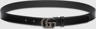 Gucci Belt With Double G Buckle, Black, Leather