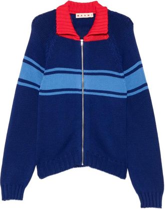 Marni Striped Zip-up Cotton Sweater