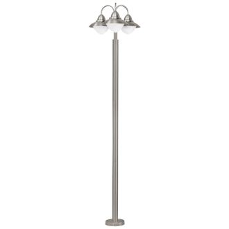 Loops IP44 Outdoor Bollard Light Stainless Steel 3 x 60W E27 Bulb Driveway Lamp Post in Metallics