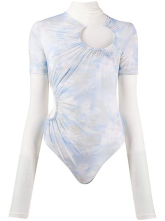 Off-white tie-dye layered bodysuit - women - Polyamide/Spandex/Elastane - 38 - Blue