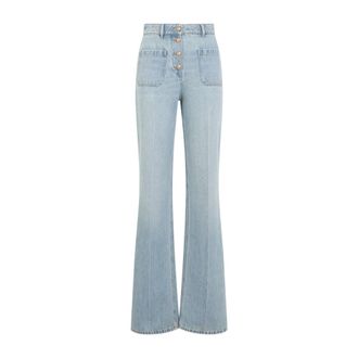 Valentino Flared Jeans, female, Blue, Size: W26 Chez Cotton Jeans