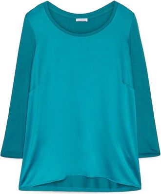 Fiorella Rubino Tweedelig T-shirt met driekwart mouwen - Dames - Longsleeves - Blauw - M - Tweed - Tops