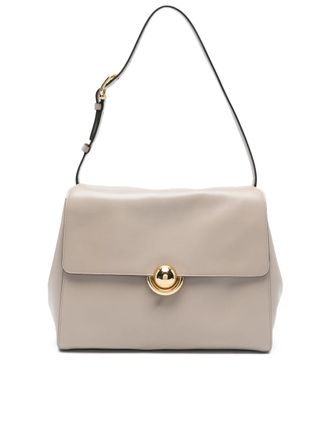 Furla Domus M Structured Neutral Leather Shoulder Bag