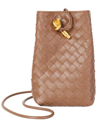 Tiffany & Fred Handwoven Mini Leather Bucket Bag