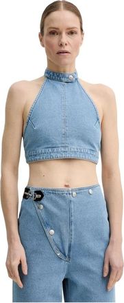 Nanushka Arina Denim Halter Top - Dames - Tops zonder mouwen - Blauw - L - Denim - Tops