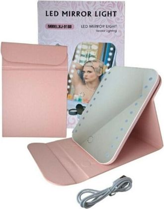 Trade Shop Trade Shop - Espejo De Maquillaje Ligero Led Brillante Con Carga De Tres Colores De Carga Usb Port&aacute;til