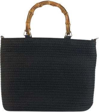 Gucci Pre-owned Nylon Bamboo Handbag Tote - Dames - Vintage Handtas - Zwart - ONE Size - Nylon - Vintage