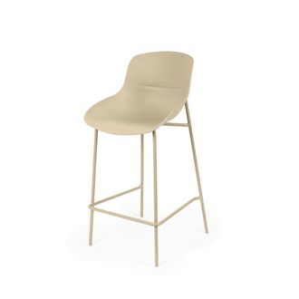 Koketto Home Taburete de polipropileno y patas metalicas beige