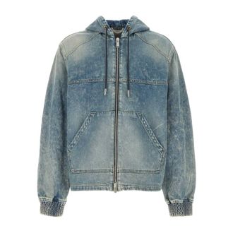 1989 STUDIO Zip-throughs, male, Blue, Size: S Denim Hoodie Zip Up