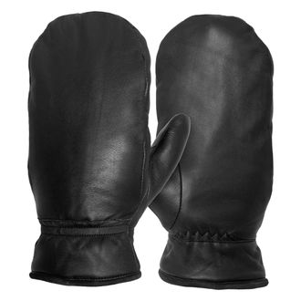 Pratt and Hart Womens Leather Mittens with Hi-Loft Sherpa Lining - Black - Medium