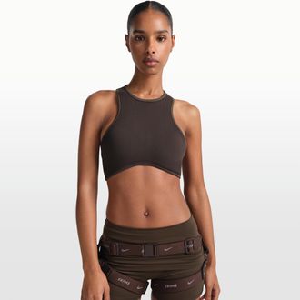 Nike Womens SKIMS Ribbed Seamless Racerneck Bra in Brown | BABRA9714W-PHR