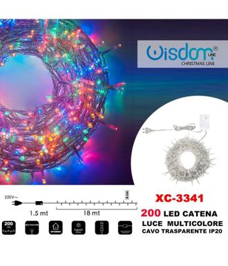 Trade Shop Trade Shop - Cadena De Luz 200 Led Luci&eacute;rnagas Luz Multicolor Cable Transparente Xc-3341