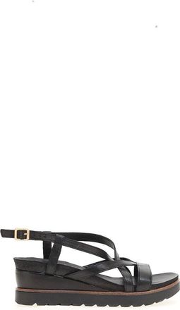 Mjus Sandalen met sleehak, in leer