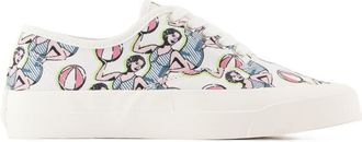 Maison Kitsun&eacute; Womens Dancing Girls Canvas Sneaker White