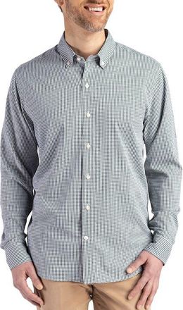 Cutter & Buck Skyline Epic Confidence Check Stretch Button-Down Shirt in Hunter/white at Nordstrom, Size 2Xlt