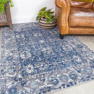 Kukoon Navy Woven Oscar Rug | Size: 200 cm x 290 cm