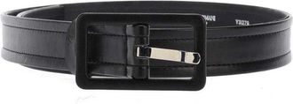 Emporio Armani EA7 Leren riem met logo (Zwart)