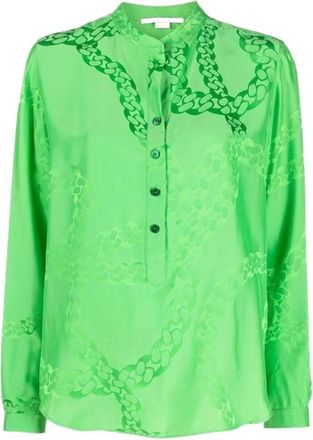 Stella McCartney Casual Katoenen Overhemd - Dames - Overhemden - Groen - XS - Katoen - Overhemden