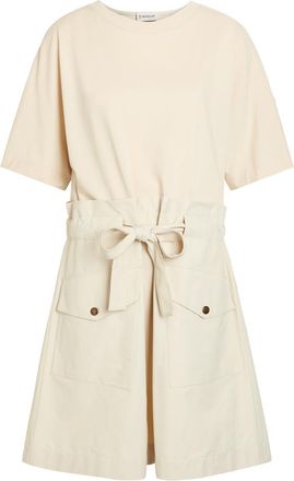 Moncler Belted Cotton Mini T-shirt Dress - Ivory - XS (UK 8 / XS)