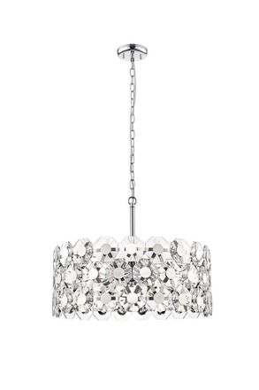 Netlighting Bahamas 7 Light Chrome Crystal Pendant Ceiling Light in Grey