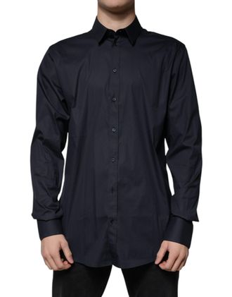 Dolce & Gabbana Black Cotton Blend Formal GOLD Dress Mens Shirt
