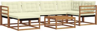 vidaXL Conjunto De Sof&aacute;s De Exterior 7 Uds. Natural Y Crema Vidaxl