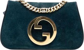 Gucci Pre-owned Shoulder Bags, female, Blue, Size: ONE SIZE Pre-owned Vintage Suede Shoulder Bag