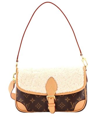Louis Vuitton Beige Monogram Canvas & Shearling Diane Nm (Authentic Pre-Loved)