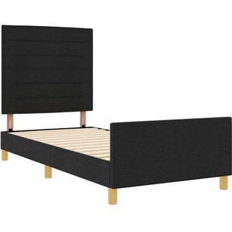 vidaXL Estructura De Cama Con Cabecera Negro 90 X 190 Cm Tela Vidaxl
